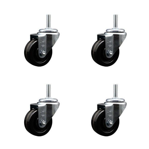 3 Inch Phenolic Wheel Swivel 58 Inch Threaded Stem Caster Set Service Caster
